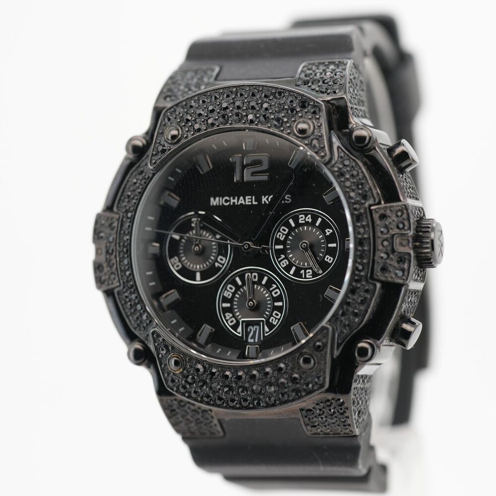 Michael Kors Gemma Chronograph Watch MK-5510 Blackout Crystal Bezel New Battery